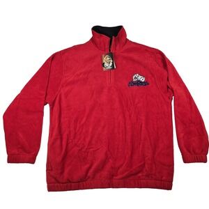 Jnco Jeans Vintage Deadstock Y2K‎ 1/4 Zip Red Fleece Flaming Pins Dice Men's XL